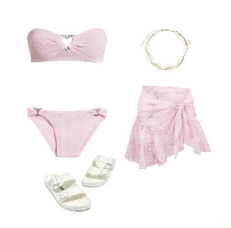 Cute Swimsuit Aesthetic Korean, Coquette Beach Outfit, Pink Swimsuit Outfit, Swimwear Aesthetic, Bathing Suit Outfits, Tropical Outfit, Swimsuits Outfits, Beach Wear Outfits, Aesthetic Y2k