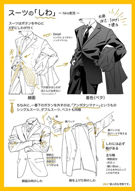 How To Draw A Suit, Suit Art Reference, Suit Drawing Reference, Suit Drawing, Corak Menjahit, Manga Drawing Tutorials, 인물 드로잉, Digital Painting Tutorials, Figure Drawing Reference