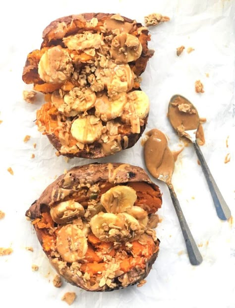 Are they a breakfast?  A dessert?  A snack?  All of the above?  In any case, these Peanut Butter Banana Stuffed Sweet Potatoes are the bomb and have been on repeat for months over here!  As a bonus, I have included 5 ways to prep your sweet potatoes: instant pot | crock pot, oven, air fryer, and microwave! Stuffed Sweet Potato Recipes | Sweet Potato Breakfast Recipes | WW Sweet Potato Recipes | 21 Day Fix Sweet Potato Recipes | 21 Day Fix Yellow Container Recipes | Instant Pot Sweet Potatoes | A Sweet Potato Breakfast Recipes, Sweet Potato Peanut Butter, Confessions Of A Fit Foodie, Sweet Potato Snacks, Whipped Sweet Potatoes, Potato Breakfast Recipes, Vegetarian Recipes Dessert, Healthy Bedtime Snacks, Vegetable Frittata