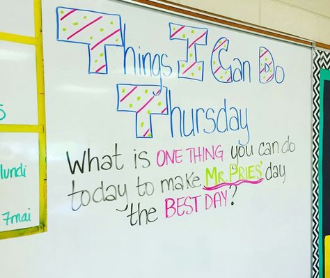 Thursday Thought Question Whiteboard Messages Thursday, Thursday Board Message, Whiteboard Prompts, Classroom Whiteboard, Whiteboard Messages, Morning Board, Journal Topics, Quick Writes, Morning Activities