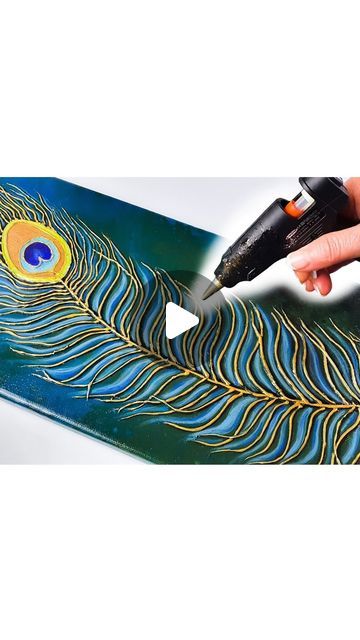 Peacock Feathers Painting, Abstract Peacock Painting, Peacock Feather Painting, Peacock Feather Art, Fluid Abstract, Acrylic Pouring Art, Feather Painting, Feather Art, Insta Videos