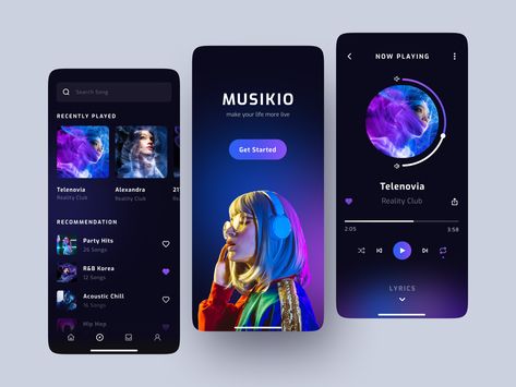 Music App Design, Music Streaming App, Creative Market Design, App Inspiration, Ui Design Dashboard, Android App Design, Ui Design Trends, Mobile Template, App Design Inspiration