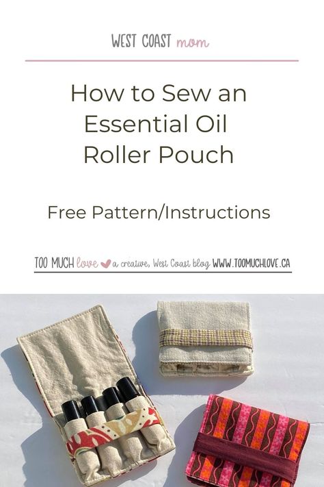 Here is a free sewing pattern to sew a pouch to hold 4 essential oil rollers. Essential Oil Travel Case, Diy Essential Oil Travel Case, Essential Oil Bag Pattern Free, Sew A Pouch, Essential Oil Pouch, Essential Oil Rollers, Diy Pouch No Zipper, Diy Pouch Tutorial, Essential Oil Carrying Case