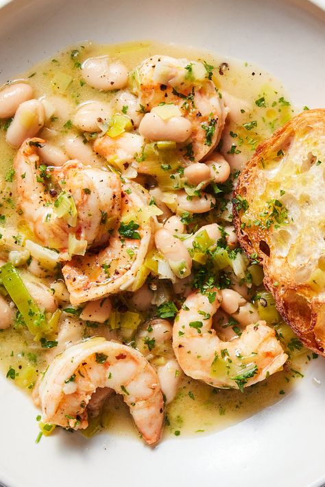 White Bean Stew, Shrimp Stew, Lemon Shrimp, Bean Stew, Nyt Cooking, Shrimp Dishes, White Bean, Rigatoni, Bean Recipes