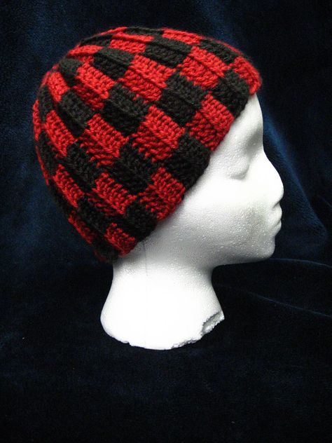 I've written my very first crochet pattern.  If you find any errors or have any questions, please let me know right away!     I USED: Caron ... Free Crochet Hat Pattern, Checkered Crochet, Crochet Checkered, Crochet Adult Hat, First Crochet, Crochet Men, Hat Crochet Pattern, Crochet Knit Hat, Crochet Beanie Hat