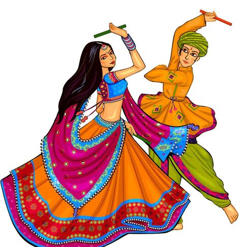 Dress Drawing Easy, Bhangra Dance, Dance Of India, Rajasthani Painting, Saree Painting Designs, Rajasthani Art, Indian Illustration, Navratri Festival, Dancing Drawings