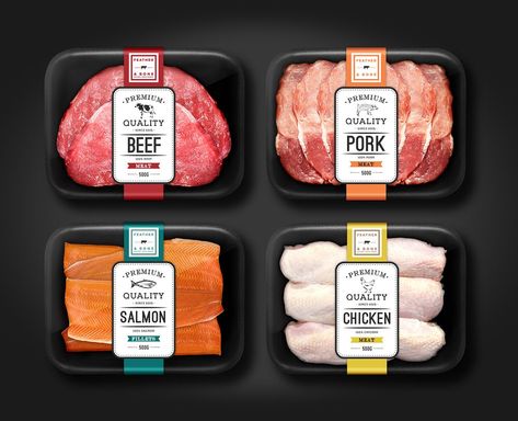 Packaging Design For Food, Meat Packaging, Design Cibo, Dieline Packaging, Frozen Food Packaging, Flotation Device, Meat Packing, Milk Packaging, Food Retail