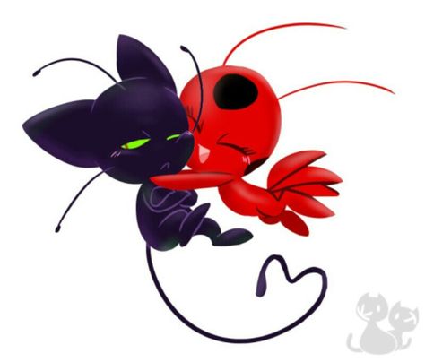 Tiki X Plagg, Tikki X Plagg, Tiki And Plagg, Tikki Miraculous, Tikki And Plagg, Ladybug E Catnoir, Tikki Y Plagg, Ladybug Anime, Marinette And Adrien