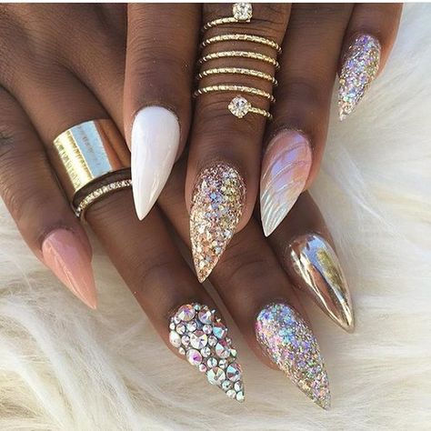 Extra Nails, Girls Nail Designs, Nails Styles, Salon Nails, Diy Unicorn, Nails Yellow, Stiletto Nail Art, Diva Nails, Unicorn Nails