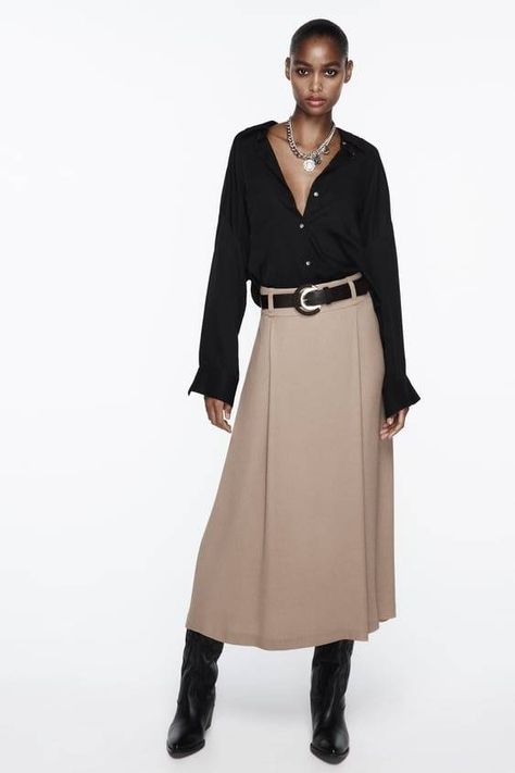 42 Affordable Zara Pieces That Look So Expensive | Who What Wear Zara Draped Dress, Cape Skirt, Sequin Skirt Long, Zara Halter Top, Zara Midi Skirt, Belted Cape, Zara Denim Jacket, White Linen Trousers, Sequin Midi Skirt