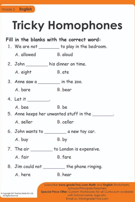 English Writing Skills Worksheets, Year 2 English Worksheets, English Worksheets For Grade 1, Homophones Worksheets, Free English Worksheets, Worksheets For Grade 1, 5th Grade Worksheets, Grammar For Kids, First Grade Phonics