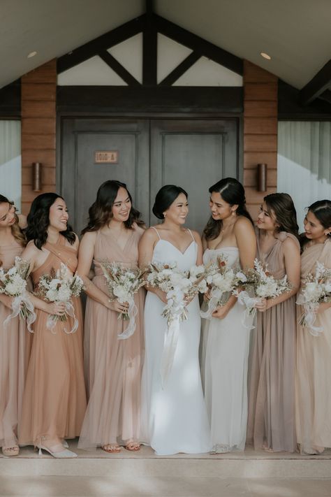 Taupe Mismatched Bridesmaids, Entourage Color Palette, Muted Bridesmaid Dresses Colour Palettes, Bridesmaid Mood Board, Wedding Entourage Gowns, Taupe Wedding Colors, Bridesmaid Palette, Bridesmaid Dresses Color Palette, Entourage Gowns