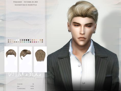 Sims 4 Male Hair Slicked Back, Sims 4 Cc Slick Back Hair Male, Editing Hair, Slicked Back Hairstyle, Sleek Back Hair, Hair Slick, Back Hairstyle, Sims 4 Hair Male, Swept Back Hair