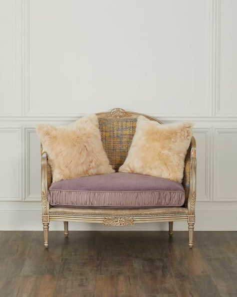 HGABB Massoud Tru Settee Fur Pillows, Console Entryway, Haute House, Fur Pillow, Office Seating, Living Room Shop, New Traditional, Wing Chair, Settee