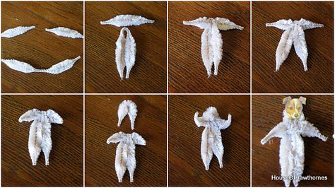 chenille body tut Chenille Ornaments Diy, Vintage Photo Crafts, Chenille Crafts Diy Vintage Style, Chenille Bump Crafts, Pipecleaner Ornaments Diy Christmas, Bump Chenille Figures Diy, Vintage Chenille Crafts, Vintage Crafts Diy, Diy Vintage Christmas Ornaments