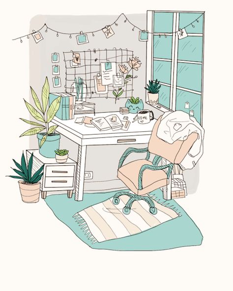 days-e's art Potted Plants, Room Decor, Desk, Drawings, Plants, Books