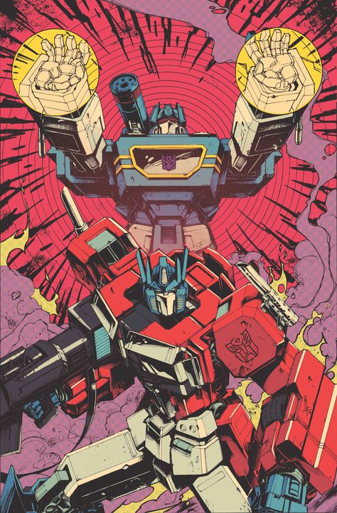 IDW have posted the retailer incentive cover artwork for the upcoming Transformers 56 on their Tumblr account. The retailer incentive features the art of Kei Zama and colors by Josh Burcham, and is a cool retro styled piece of artwork which recalls the strong lines and dynamic look of the cover art of the later Marvel Transformers comics from the 1980s and early 1990s. Transformers 56 is hitting comic stores this Wednesday, so be sure to check it out! Transformers Comic Art, Transformers Poster, Transformers Soundwave, Transformers Autobots, Transformers Comic, Transformers Optimus, Transformers Optimus Prime, Arte Robot, Transformers Artwork