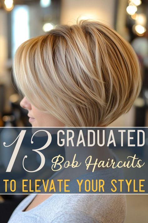 Whether you’re ready to chop off your long hair for a fresh, short look or simply want to update your existing cropped style, a graduated bob is the perfect solution. High Graduation Haircut, Beveled Bob Haircut, Graduated Bob Haircuts Short, Chopped Bob Haircut, Reverse Bob Haircut, Back Of Bob Haircut, Short Graduated Bob, Haircut 2025, Graduated Haircut