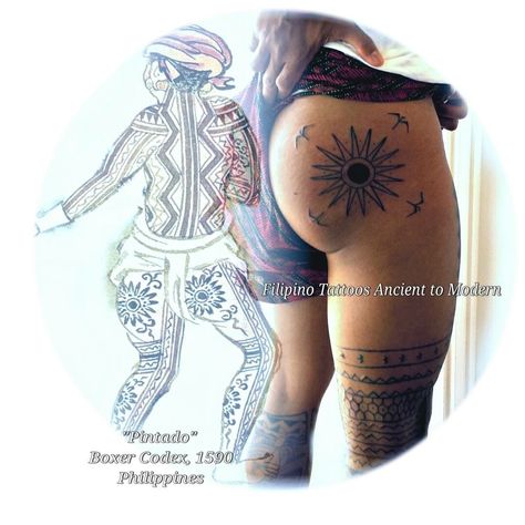 Filipino tribal tattoos Traditional Filipino Tattoo, Philippines Tattoo, Historical Tattoos, Philippine History, 42 Tattoo, Skull Girl Tattoo, Filipino Tattoos, Tattoos Mandala, Marquesan Tattoos