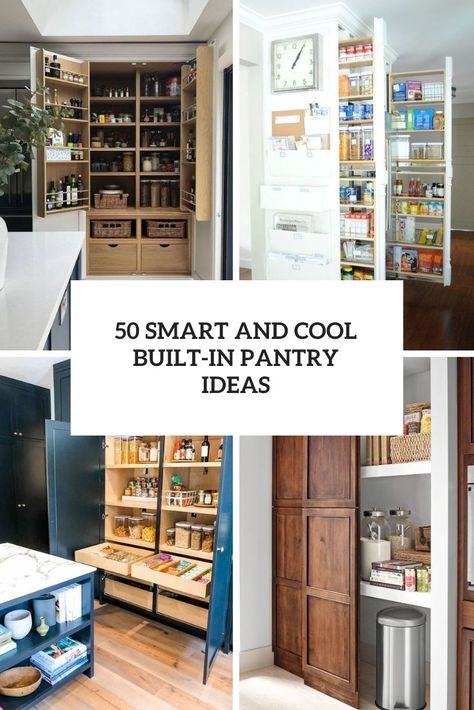 50 Smart And Cool Built-In Pantry Ideas - DigsDigs Built In Pantry Organization, Built In Pantry Ideas, Pantry With Refrigerator Inside, Built In Pantry Cabinet Wall, Pantry Layout, Open Pantry, Pantry Drawers, Grey Drawers, Built In Pantry