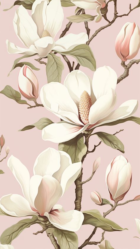 Magnolia Pattern Design, Iphone Wallpaper Kate Spade Backgrounds, Invite Background, Crochet Flower Granny Square Pattern, English Flowers, Cake Wallpaper, Magnolia Grandiflora, Subtle Beauty, Wallpaper For Iphone