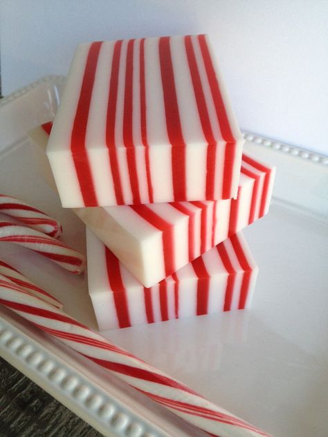 Candy Cane Soap - christmas soap, holiday soap Candy Cane Soap, Christmas Soaps, Soap Making Ideas, Savon Diy, Kek Lapis, Peppermint Soap, Săpunuri Handmade, Holiday Soap, Soap Business