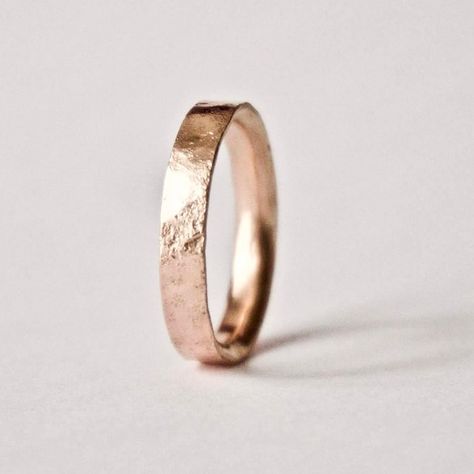 Handmade from recycled 9 carat rose gold Distressed Ring, Red Gold Wedding, Textured Wedding Band, Ring Pattern, Ring Rosegold, Distressed Texture, Golden Ring, Ring Ideas, Pink Ring