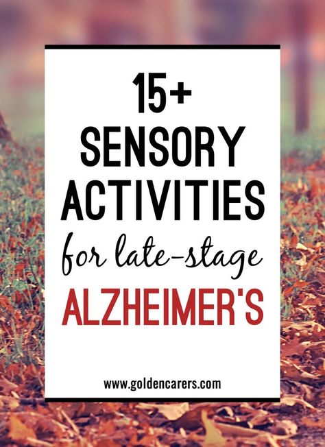 Dealing with the effects of Alzheimer's Disease is a long and challenging process for the everyone involved. It is especially difficult when the late stage of the illness is reached. Altimerzers Activities, Alzheimer's Activities Ideas, Alzheimer’s Activities, Alzheimers Activities Crafts Projects, Sensory Stimulation Activities, Alzheimer's Activities, Medical Slp, Stimulation Activities, Memory Care Activities