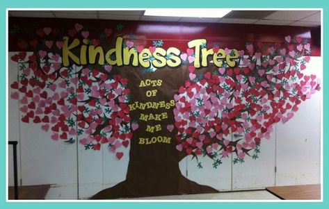 Kindness Tree, Kindness Bulletin Board, Kindness Challenge, Conscious Discipline, Kindness Activities, School Displays, Classroom Bulletin Boards, School Bulletin Boards, Acts Of Kindness