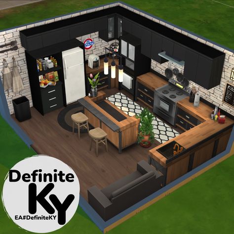 Sims House Kitchen, Sims 4 Houses Kitchens, Base Game Sims 4 Kitchen, Sims 4 Base Game House Interior, Sims 4 Kitchen Ideas No Cc Base Game, Sims 4 Room Ideas No Cc Base Game, Sims 4 Inside House Ideas, Sims 4 Large Kitchen Ideas, Sims 4 Kitchen Layout