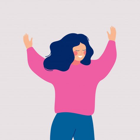 Joyful Woman, Person Icon, Female Cartoon Characters, Illustration Art Design, Vector People, Tumblr Stickers, Happy Cartoon, Female Cartoon, Open Arms