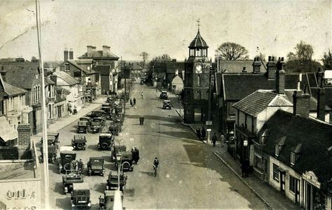 BURNHAM ON CROUCH Essex - The High Street from a high spot with CARS RP The High, Cars