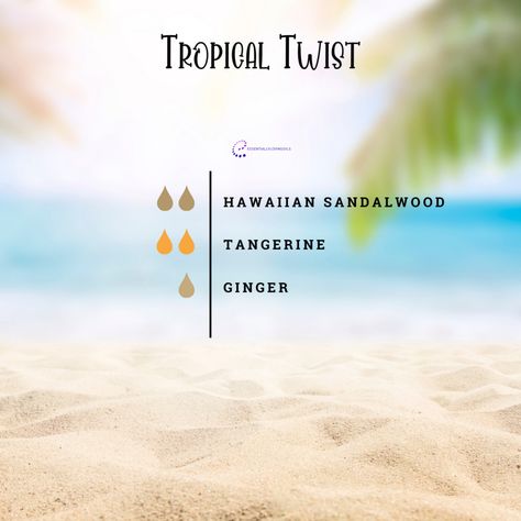 Sandalwood Essential Oil Blends, Beach In Hawaii, Sandalwood Essential Oil, Tropical Twist, Diffuser Blend, Doterra Oils, Tropical Island, Diffuser Blends, Essential Oil Recipes