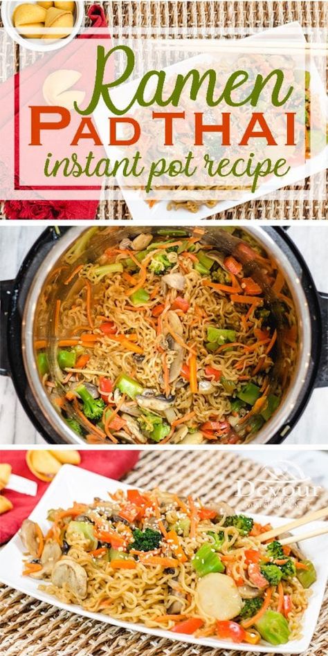 Ramen Pad Thai, Using Ramen Noodles, Thai Ramen, Hamburger Steaks, Ramen Noodle Recipes, Instant Pot Recipe, School Snack, Instant Pot Dinner Recipes, Easy Instant Pot Recipes