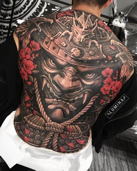 Samurai Back Tattoo, Tattoos Torso, Japanese Back Tattoo, Backpiece Tattoo, Samurai Tattoo Design, Torso Tattoos, Back Piece Tattoo, Men Tattoos Arm Sleeve, Tattoo Inspiration Men