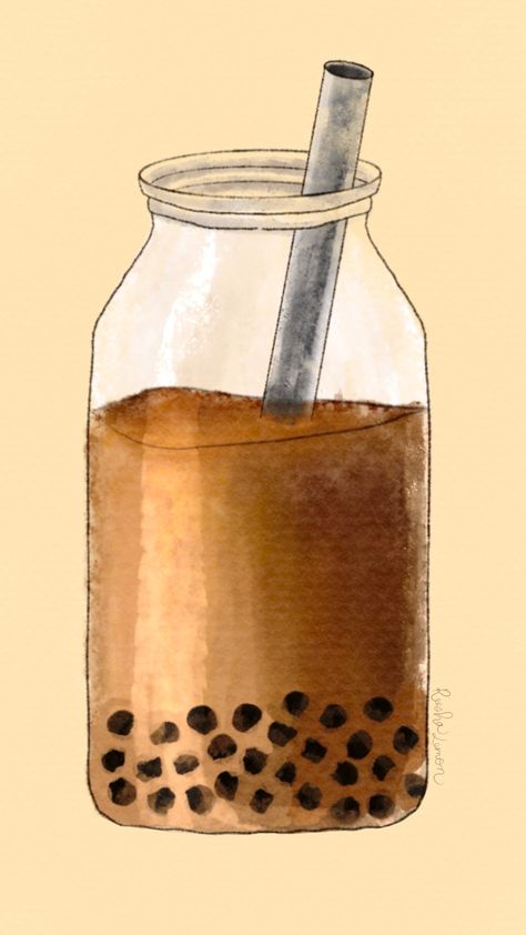 bubble, milk tea, boba tea, boba, kawaii milk, boba lover, bubble tea, drinks, japanese, watercolor, chilling, cute, food, chewy, sweet, craving, wter color graphic, milk tea icon Boba Tea Drawing, Drinks Japanese, Handmade Poster, 2d Drawing, Procreate Illustration, Japanese Watercolor, Inspiration Painting, Coffee Painting, Calendar 2022