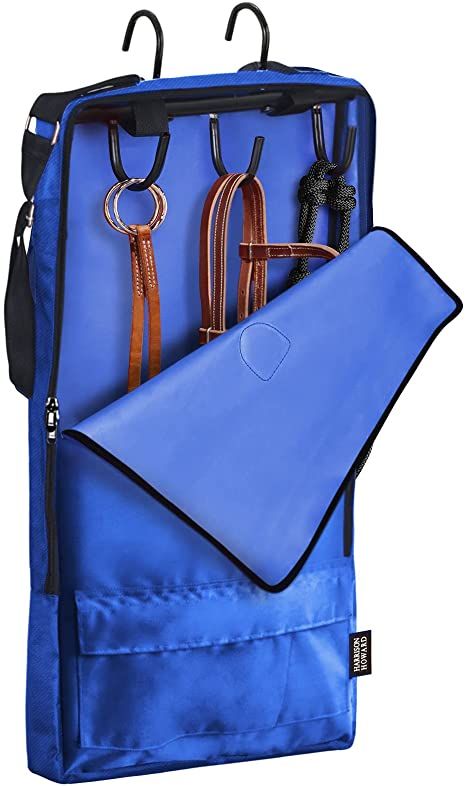 AmazonSmile: Harrison Howard Bridle/Halter Bag with 3 Prong Tack Rack Durable Waterproof 1680D Fabric Horse Tack Carry Bag-Blue : Pet Supplies Horse Packing Equipment, Horse Grooming Bag, Harrison Howard, Teal Horse Tack, Blue Horse Tack, Horse Halter And Lead Rope, Diy Horse, Grooming Bag, Blue Horse