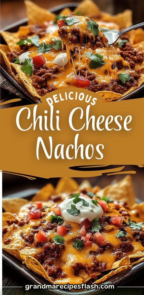 Get ready to dig into these Chili Cheese Nachos, the ultimate comfort snack! Perfect for game nights, parties, or a cozy family evening, this recipe combines crunchy tortilla chips with savory chili and gooey melted cheddar cheese. It’s a quick and satisfying dish everyone will love Nacho Chips Recipe, Chili Cheese Nachos, Nacho Party, Nachos Cheese Recipe, Chili Nachos, Cheese Nachos, January Recipes, Homemade Nachos, Nacho Chips