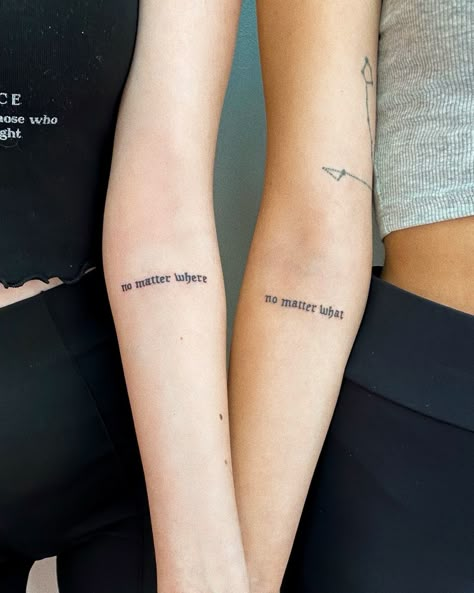 2 Words Tattoo, Spiritual Best Friend Tattoos, Charlie Tattoo, Tattoo Sentences, Tattoo Sisters, One Word Tattoos, Matching Tats, Nyc Tattoo, Hidden Tattoos