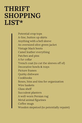 Thrift Store Scavenger Hunt List, Thrift Shop Aesthetic, Thrift Tips, Thrift Shop Outfit, Thrift Aesthetic, Thrift List, Thrifting Tips, Thrift Wishlist, Lightbulb Moment