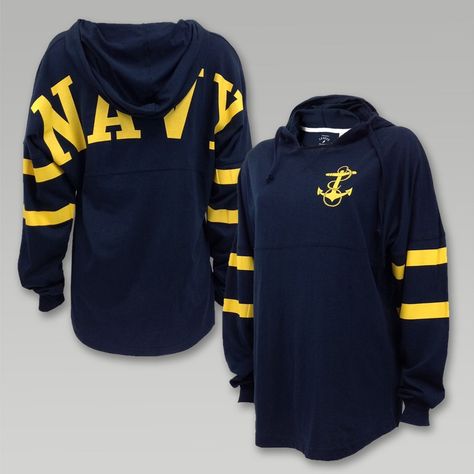 The League Navy Ra Ra Hoody offers a great lightweight feminine design we think you will love. &nbsp 100% Cotton Womens Oversize Fit TShirt weight V-Notch neckline Flattering hemline Self fabric draw string Front and back screen print Navy Sister, Navy Corpsman, Navy Families, Navy Girlfriend, Go Navy, Navy Life, Navy Girl, Navy Air Force, Military Mom