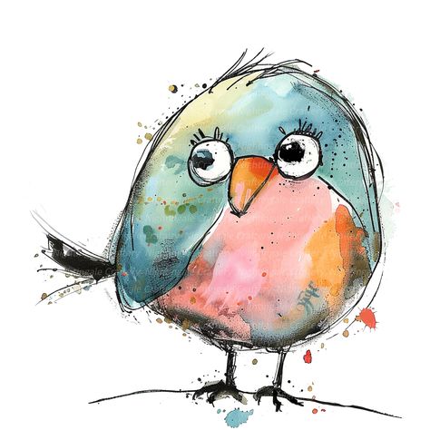 Whimsical Birds Watercolor, Birds Clipart, Whimsical Birds, Whimsy Art, Textile Art Embroidery, Bird Clipart, Watercolor Paintings For Beginners, Diy Watercolor Painting, Watercolor Paintings Easy