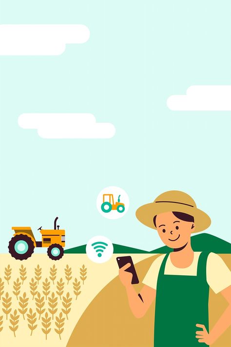 Farmer controlling smart tractor vector with a phone digital farming | premium image by rawpixel.com / audi Farming Illustration, Agricultural Biotechnology, Tractor Vector, Agriculture Books, Smart Farming, Agriculture Technology, Technology Illustration, Smart Farm, Modern Agriculture