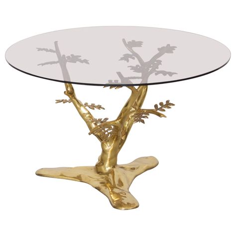 Tree Coffee Table, Bronze Coffee Table, Round Glass Coffee Table, Brass Coffee Table, Coffee Table Styling, Tree Sculpture, Coffee And Cocktail Tables, Modern Round, Glass Coffee Table