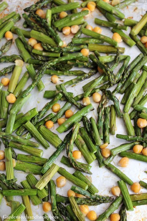 Roasted Asparagus Chickpea Salad - Garden Seeds and Honey Bees Watermelon Wedding, Bacon Egg Salad, Salad Garden, Spinach Alfredo, Dinner Party Desserts, Tomato Basil Pasta, Basil Pasta, Lime Rice, Salsa Dip