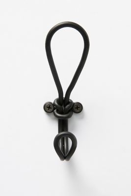 Adeline Knotted Kitchen Hook | Anthropologie Matte Black Towel Hooks, Black Coat Hooks Entryway, Entryway Hook Ideas, Rattan Hooks, Unique Towel Hooks, Black Hooks, Kitchen Hooks, Jewelry Hooks, Drop Zone