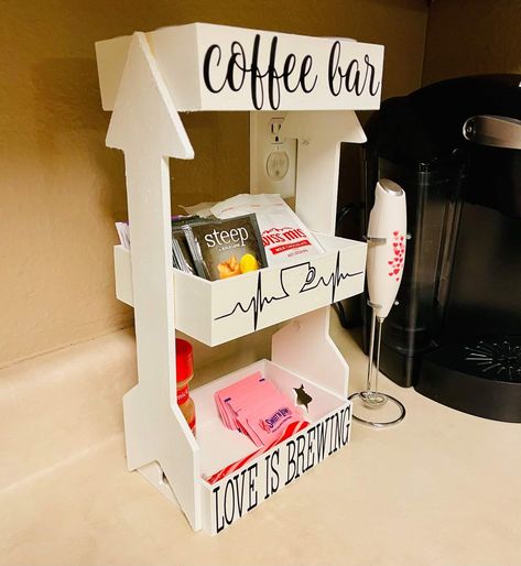 Dollar Tree Coffee Bar, Dollar Tree Coffee Bar Ideas, Coffee Station Decor, Diy Coffee Station, Snack Station, Diy Coffee Bar, Cricut Explore Projects, Dollar Store Diy Projects, Coffee Bar Ideas