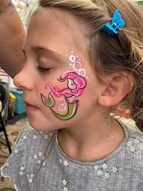 Mermaid Crown Face Paint, Face Painting Mermaid Easy, Easy Mermaid Face Paint, Mermaid Face Paint Easy, Mermaid Face Paint Kids Easy, Face Paint Mermaid, Mermaid Face Paint, Easy Face Painting Designs, Festival Face Paint