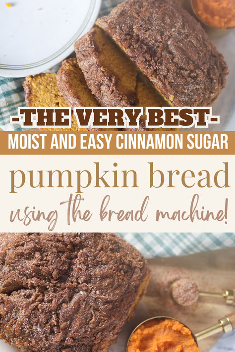 pumpkin loaf bread machine Fall Bread Maker Recipes, Bread Machine Recipes Fall, Bread Maker Quick Bread Recipes, Bread Maker Recipes Thanksgiving, Bread Machine Recipes Easy Cinnamon, Bread Maker Dessert Bread, Pumpkin Bread Machine Recipes Easy, Cinnamon Raisin Bread Recipe Machine, Bread Machine Recipes Pumpkin