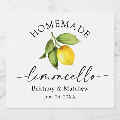 Homemade Limoncello Calligraphy Watercolor Lemon Liquor Bottle Label  Zazzle Homemade Limoncello Labels, Lemon Liquor, Limoncello Labels, Liquor Bottle Labels, Homemade Limoncello, Watercolor Lemon, Calligraphy Watercolor, Watercolor Calligraphy, Liquor Bottle